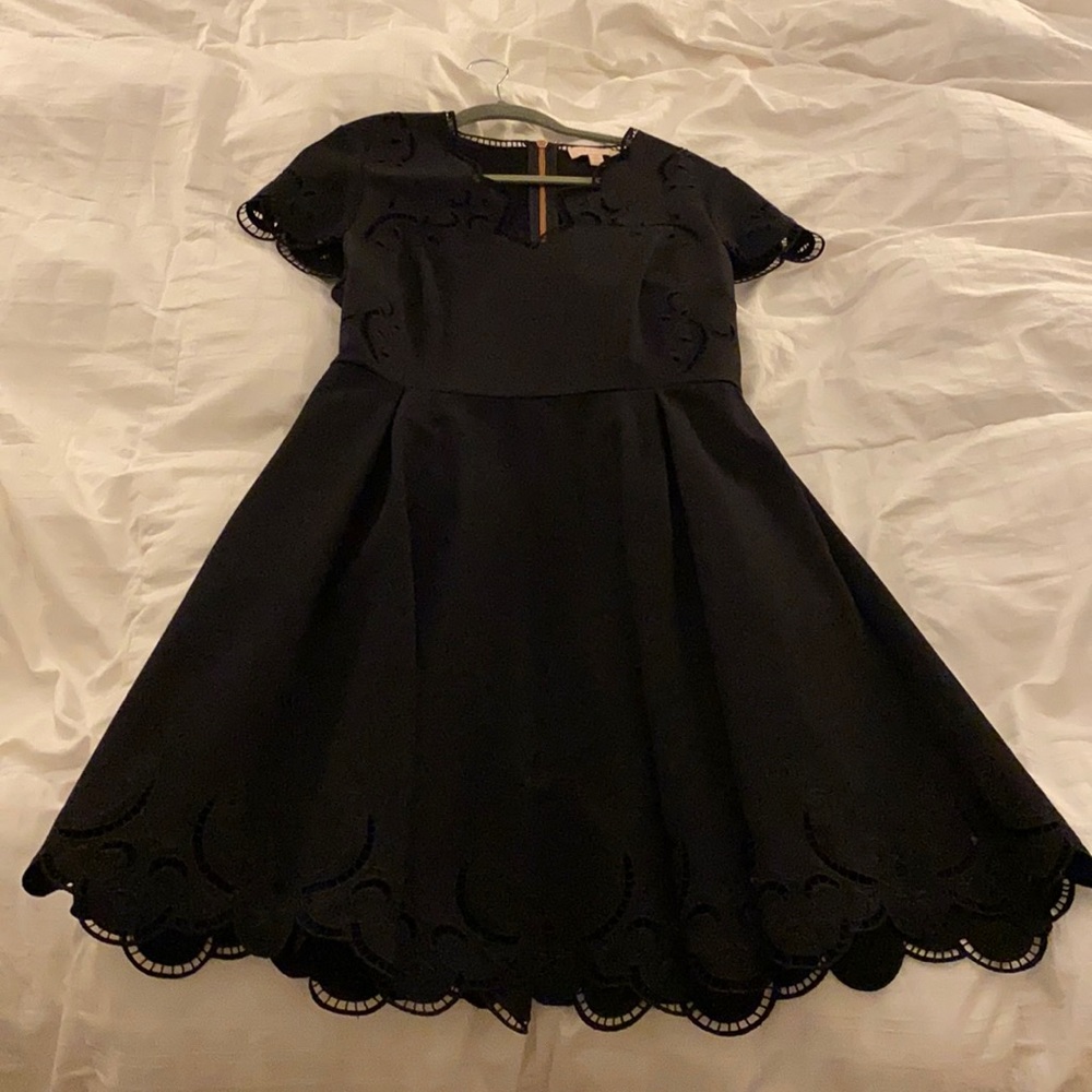 Ted Baker Black Saloane Fit & Flare V-neck Cocktail Dress
